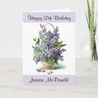 Personalised Happy Birthday Card with Lilacs