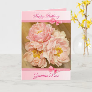 Personalised Happy Birthday Card with Pink Peonies