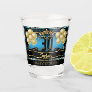 Personalised Happy Birthday Celebration - Blue Shot Glass