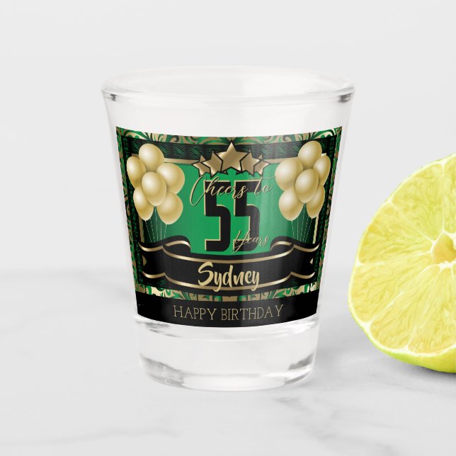 Personalised Happy Birthday Celebration - Green Shot Glass (Front)