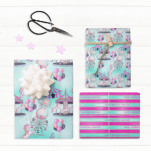 Personalised Happy Birthday Circus Wrapping Paper Sheet