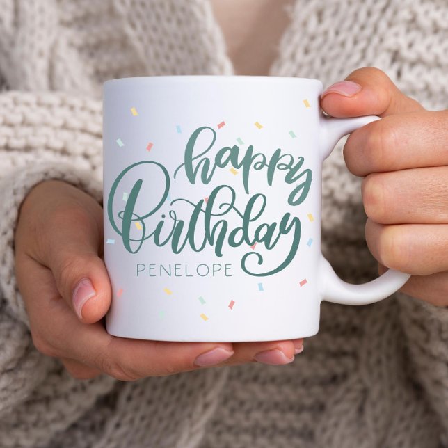 Personalised Happy Birthday Coffee Mug (Personalized Happy Birthday mug, mug with name, birthday mug, custom birthday mug, )