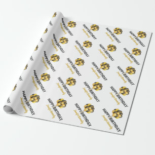 Personalised Happy Birthday Custom Name Typography Wrapping Paper