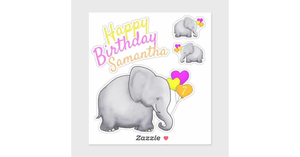 Personalised Happy Birthday Cute Elephants Zazzle Co Uk