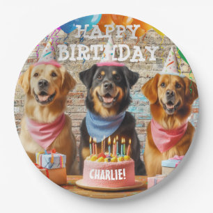 Personalised Happy Birthday Dog Paper Tableware Paper Plate