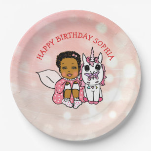 Personalised Happy Birthday Fairy and Unicorn Paper Plate