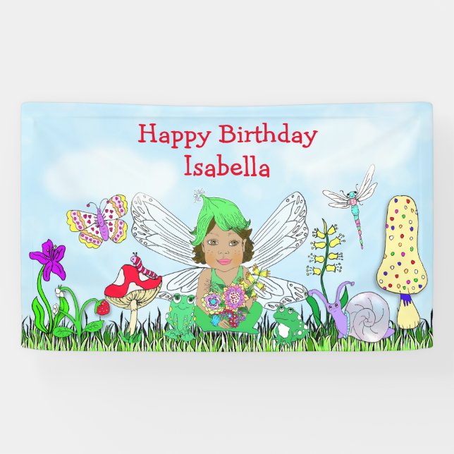 Personalised Happy Birthday Fairy Tale Themed Banner (Horizontal)