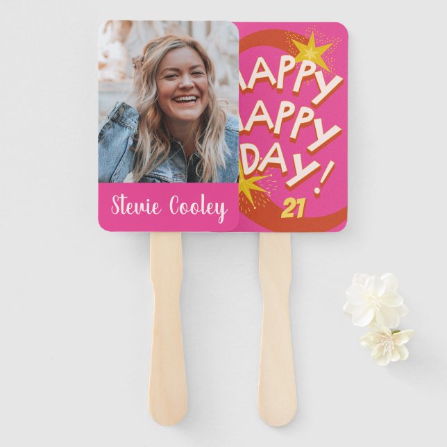 Personalised Happy Birthday Fan Faces  (Front and Back)