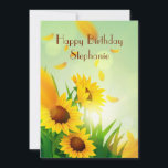 Personalised Happy Birthday for her Sunflowers Car Card<br><div class="desc">Personalise this pretty sunflower Happy Birthday card for her. Add her name to the front and edit the message on the inside,  or delete the message if you would rather hand write your own.</div>