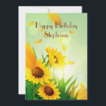 Personalised Happy Birthday for her Sunflowers Car Card<br><div class="desc">Personalise this pretty sunflower Happy Birthday card for her. Add her name to the front and edit the message on the inside,  or delete the message if you would rather hand write your own.</div>