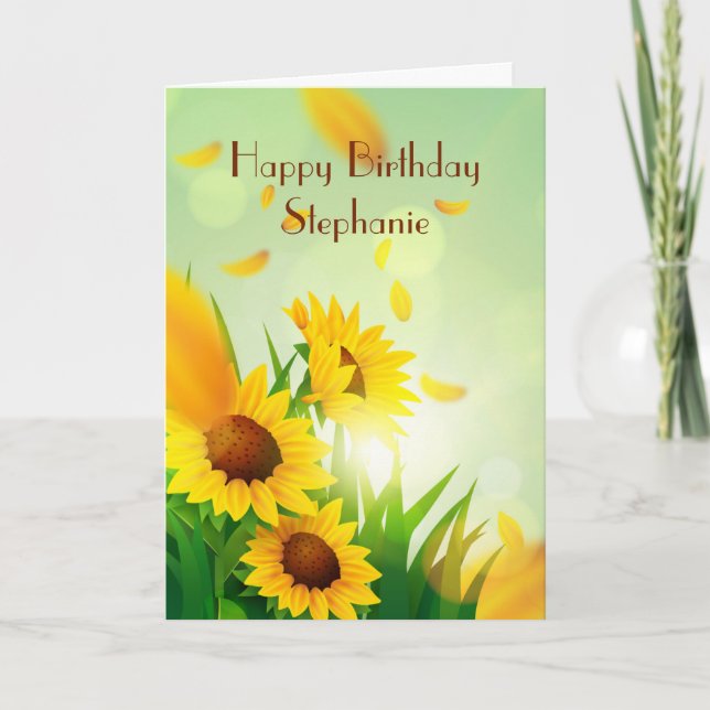 Personalised Happy Birthday for her Sunflowers  Card (Front)