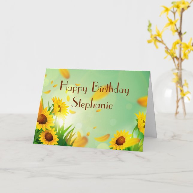 Personalised Happy Birthday for her Sunflowers Card (Yellow Flower)