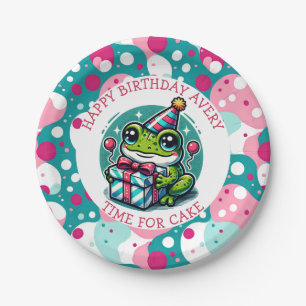 Personalised Happy Birthday   Frog Themed   Paper Plate