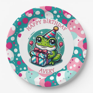 Personalised Happy Birthday   Frog Themed   Paper Plate