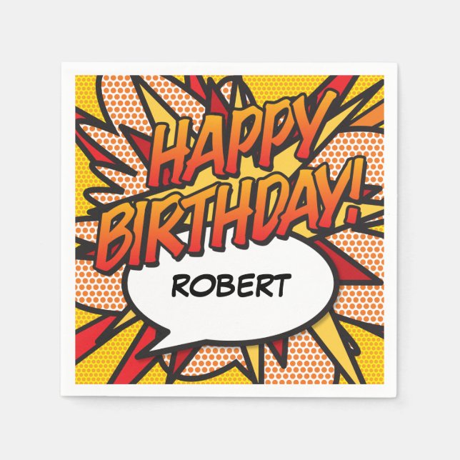 Personalised HAPPY BIRTHDAY Fun Speech Bubble Napkin (Front)