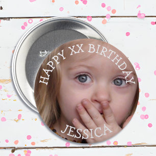 Personalised Happy Birthday Girl Button