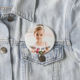 Personalised Happy Birthday Girl Button