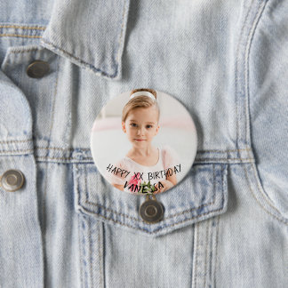 Personalised Happy Birthday Girl Button