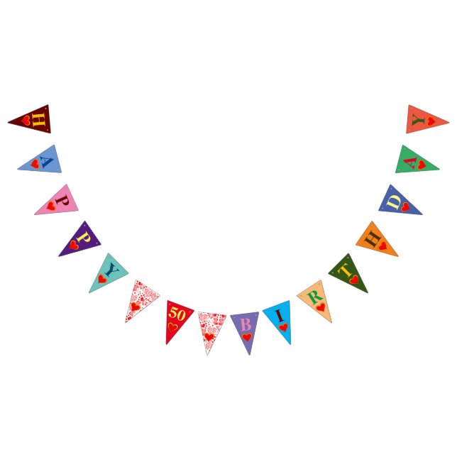 Personalised HAPPY BIRTHDAY HEARTS + your age Bunting (All)