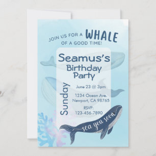 Personalised Happy Birthday Invitation Blue Whale