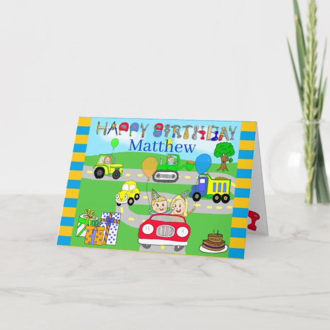 Personalised Happy Birthday Little Boy's Card (Front)