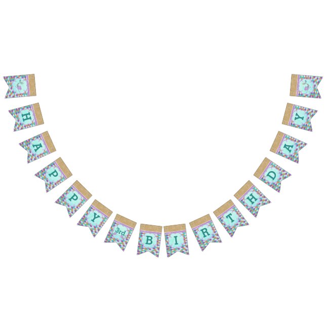 Personalised Happy Birthday Mermaid Party Bunting (All)