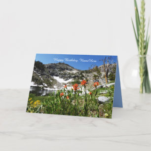 Personalised Happy Birthday, Mountains Wildflowers Card