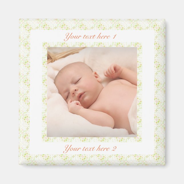 Personalised Happy Birthday Mum Green Photo Gift Magnet (Front)