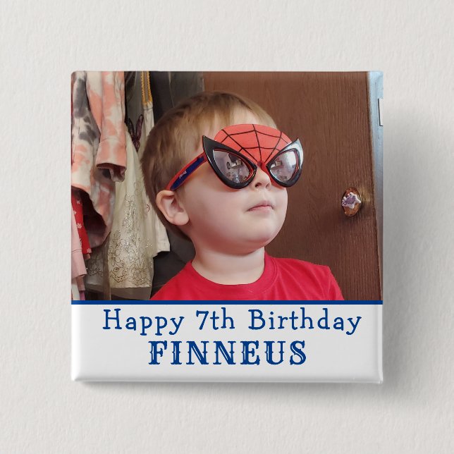 Personalised Happy Birthday Name and Age     15 Cm Square Badge (Front)
