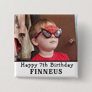 Personalised Happy Birthday Name and Age   15 Cm Square Badge