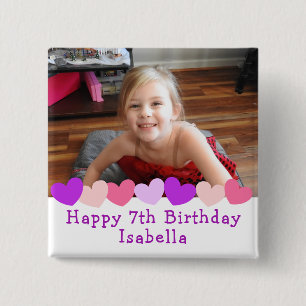Personalised Happy Birthday Name and Age  15 Cm Square Badge