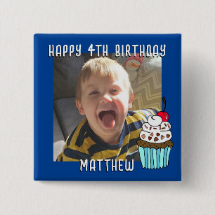 Personalised Happy Birthday Name and Age 15 Cm Square Badge