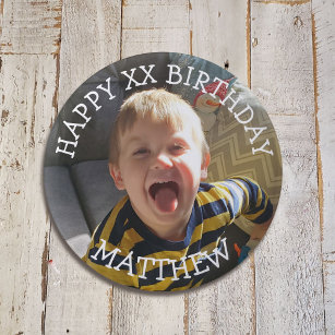 Personalised Happy Birthday Name and Age 6 Cm Round Badge