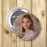 Personalised Happy Birthday Name and Photo 6 Cm Round Badge<br><div class="desc">Personalise this birthday button by adding your child's picture and name to this Happy Birthday button in the customise area.</div>