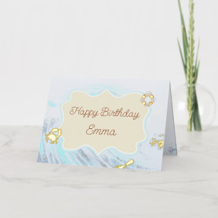 Personalised Happy Birthday Ocean Theme Foil Greeting Card
