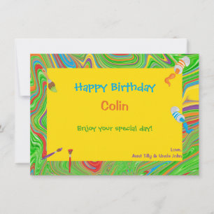 Personalised Happy Birthday Paintbrush Design Card
