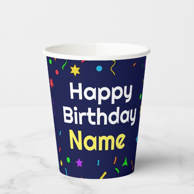 Personalised Happy Birthday - Paper Cups (Left)