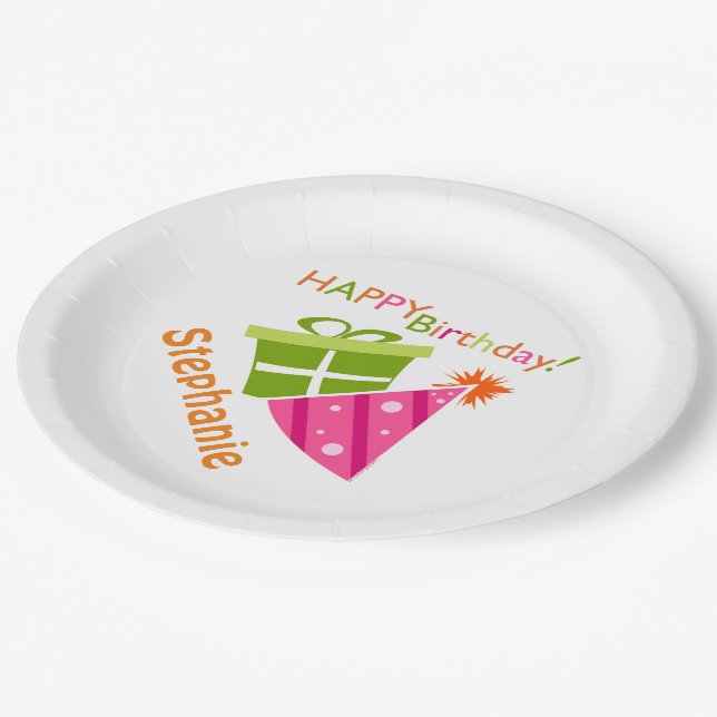 Personalised Happy Birthday Paper Plate (Angled)