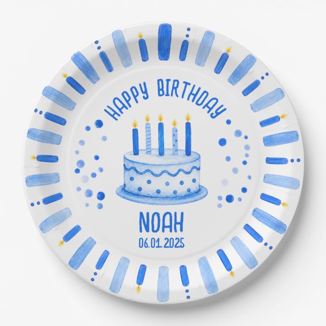 Personalised Happy Birthday Paper Plate            (Front)