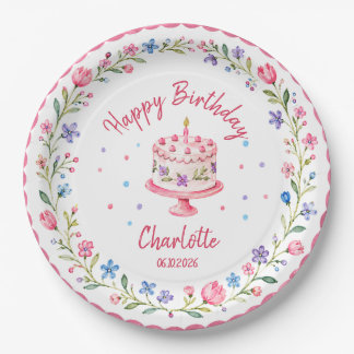 Personalised Happy Birthday Paper Plate Girl