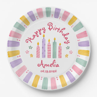 Personalised Happy Birthday Paper Plate Girl