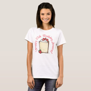 Personalised Happy Birthday Party Strawberry Cake T-Shirt
