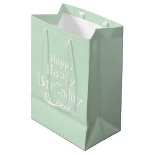 Personalised Happy Birthday Pastel Mint Green Medium Gift Bag
