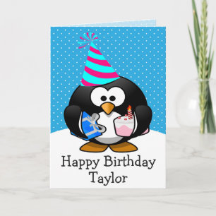 Personalised Happy Birthday Penguin Kids Card