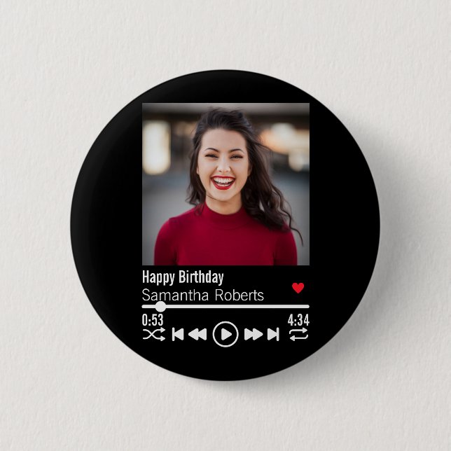 Personalised Happy Birthday Photo 6 Cm Round Badge (Front)