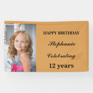 Personalised Happy Birthday Photo Age gold Banner
