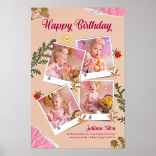 Personalised Happy Birthday Photo Collage Card Poster