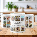 Personalised Happy Birthday Photo Collage Mug<br><div class="desc">Create your own personalised birthday photo collage gift mug. Add your own heartfelt happy birthday message or custom text amongst 18 of your favourite pictures in a modern grid design.</div>