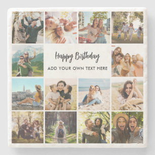 Personalised Happy Birthday Photo Collage Stone Coaster