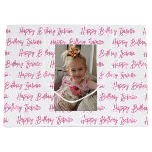 Personalised Happy Birthday Photo  Large Gift Bag